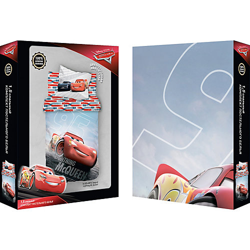 Детское постельное белье 1,5 сп Непоседа "Тачки" панно Lighting McQueen - серый