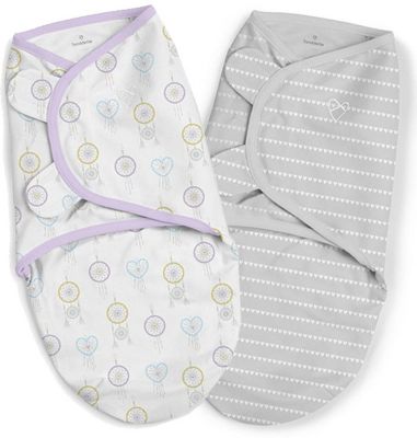 Конверт для пеленания на липучке Summer Infant, серый, сердечки
