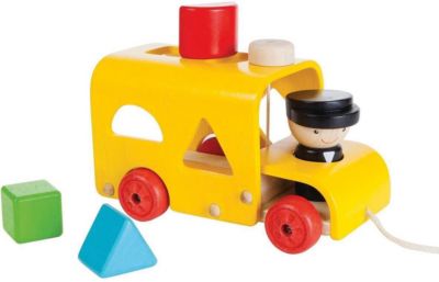 Сортер-каталка Plan Toys "Автобус", желтый
