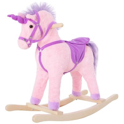 HOMCOM Schaukelpferd als Einhorn rosa/lila