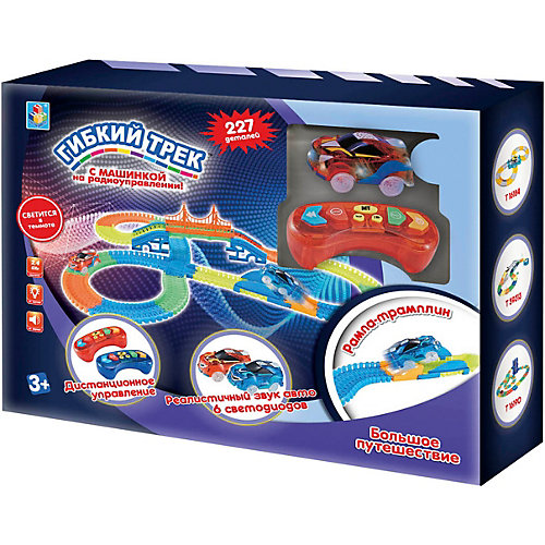 Гибкий трек 1Toy с 2 машинами, 227 деталей, свет от 1Toy