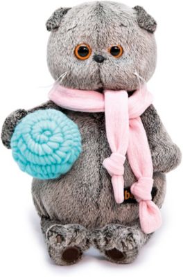 Мягкая игрушка Budi Basa Кот Басик в шарфике и с клубком, 19 см