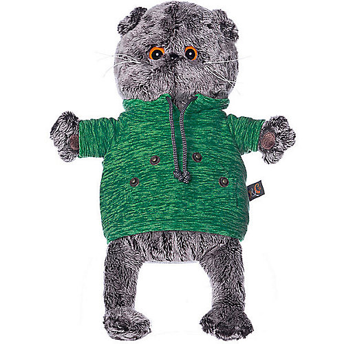 Мягкая игрушка Budi Basa Кот Басик в зеленой толстовке с карманом-кенгуру, 30 см от Budi Basa