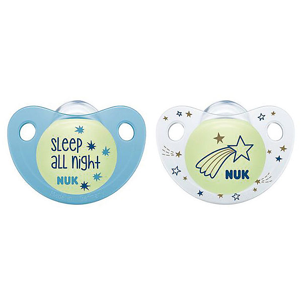 kiefergerechte Form 6-18 Monate 2 St/ück blau NUK 10176201 Night /& Day Silikon-Schnuller