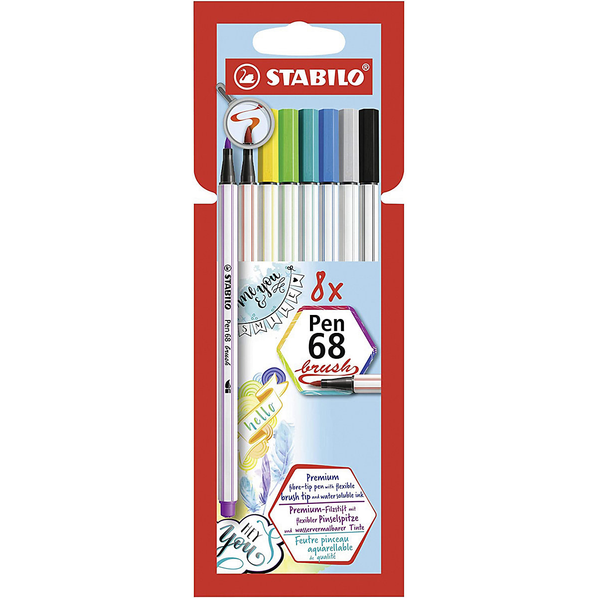 STABILO Premium-Filzstifte Pen 68 brush 8 Farben