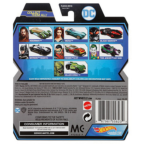 Машинка Hot Wheels DC Charaster Cars Аквамен от Mattel