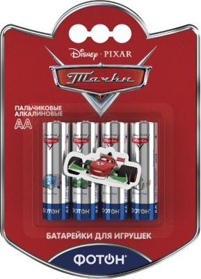 Батарейки Фотон AA (LR6) Disney "Тачки", 4 шт