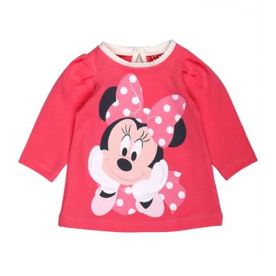 weiß-rot Dsney Baby Mädchen 68,80,86,92 Minnie Mouse T-Shirt weiß-pink