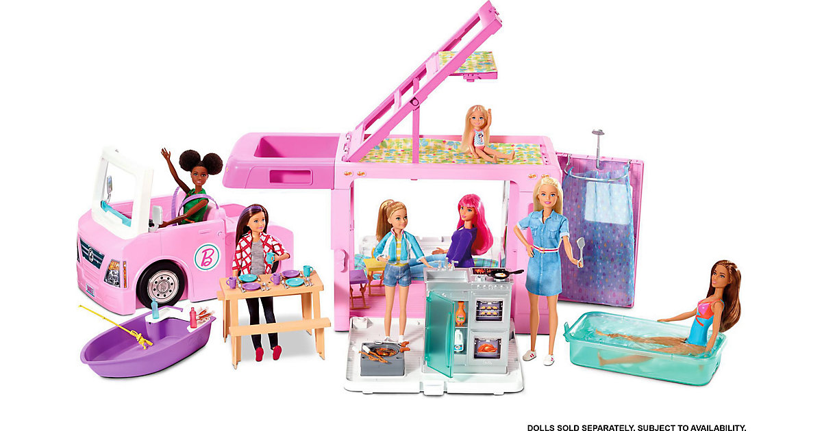 Spielzeug/Puppen: Mattel Barbie 3-in-1 Super Abenteuer-Camper, Barbie Auto, Barbie Wohnmobil, Barbie Wohnwagen