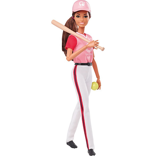 Barbie Berufe Sport Softball Baseball Puppe, Geschenk und Spielzeug ab 3 Jahren