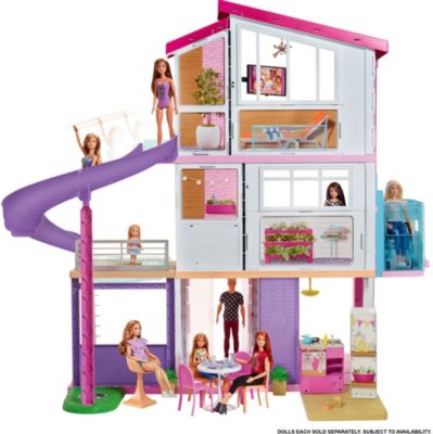 Traumvilla Puppenhaus Barbie Dreamhouse Pool Rutsche Etagen Mödchen spielen rosa 