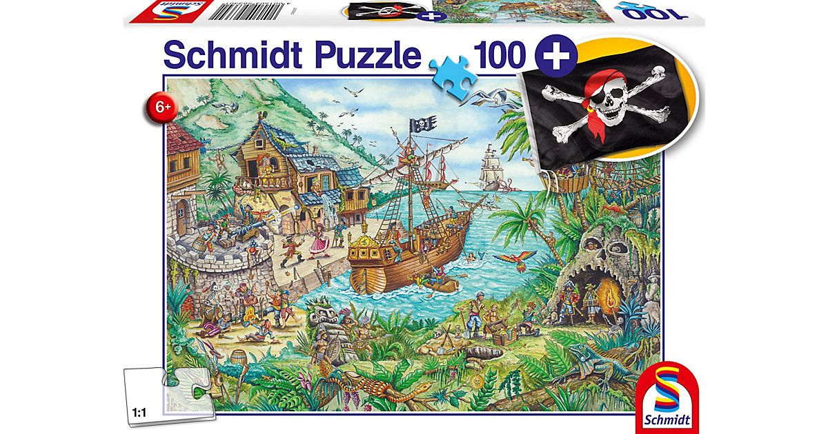 Puzzles: Schmidt Spiele In der Piratenbucht, 100 Teile, mit add on (Piratenflagge)