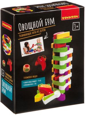 Развивающая игра-баланс Bondibon "Овощной бум", башня из овощей
