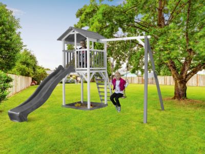 Beach Tower Spielturm mit Einzelschaukel Graue Rutsche, Axi myToys