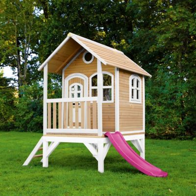 Tom Spielhaus Braun/weiß mit lilafarbener Rutsche, Axi myToys