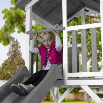 Axi Beach Tower Spielturm mit Summer Nestschaukel Graue Rutsche YN9188