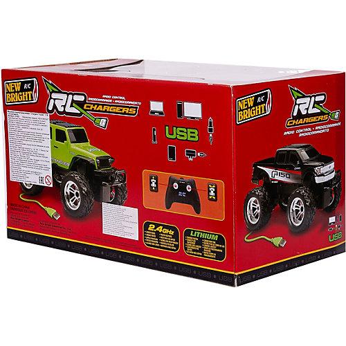 Машинка New Bright 1:18 РУ Chargers Truck черная от New Bright
