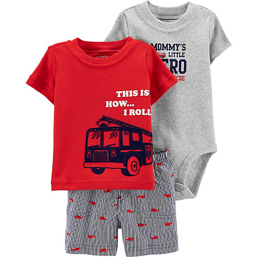 Комплект Carters: футболка, боди и шорты - красный от carter`s