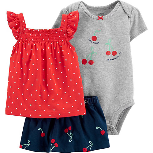Комплект Carters: топ, боди и юбка - красный от carter`s