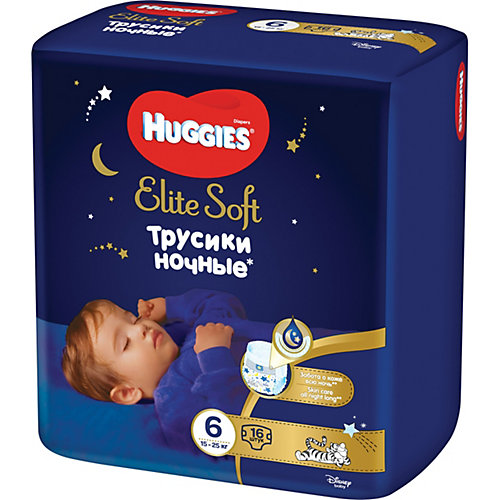 Подгузники-трусики Huggies Elite Soft 6 ночные, 15-25 кг, 16 шт от HUGGIES