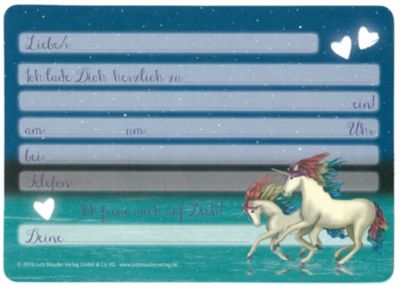 Einladungskarten Einhorn Lunabelle, Stanzoptik Gltzer, 8 Stück, inkl. Umschläge 2