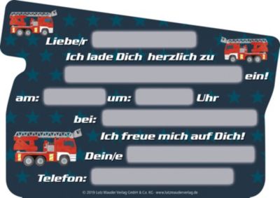 Einladungskarten Feuerwehr, Stanzoptik, 8 Stück, inkl. Umschläge 2