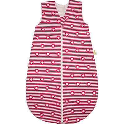 Basic Sommer-Schlafsack, unwattiert, stripes and stars pink, 90