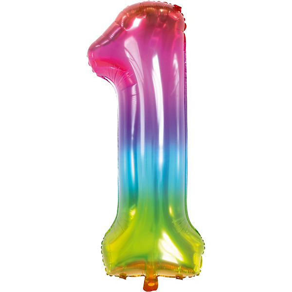 Folienballon Yummy Gummy Regenbogen Zahl 1, ca. 81 cm