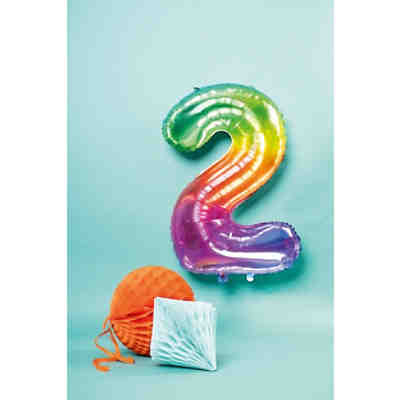 Folienballon Yummy Gummy Regenbogen Zahl 2, ca. 81 cm