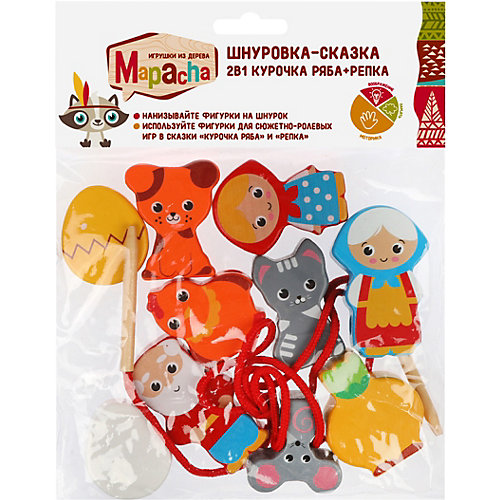 Шнуровка-сказка 2 в 1 Mapacha "Курочка Ряба + Репка" от Mapacha