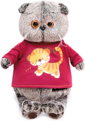 Мягкая игрушка Budi Basa Кот Басик в футболке с принтом "Тигренок", 19 см