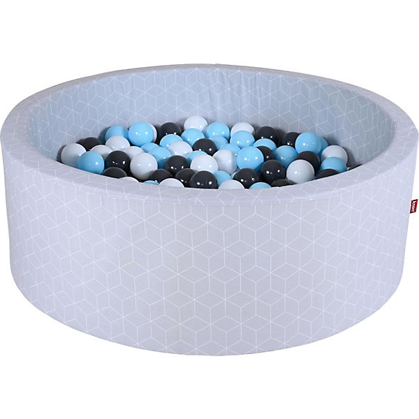 Bällebad soft - "Geo cube grey" - 300 balls creme/grey/lightblue