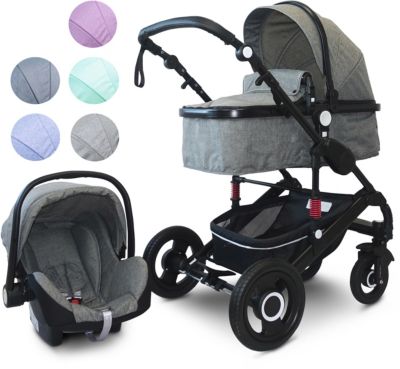 2in1 ALU Kombi Kinderwagen Komplettset Buggy Babywanne California Luxe grau