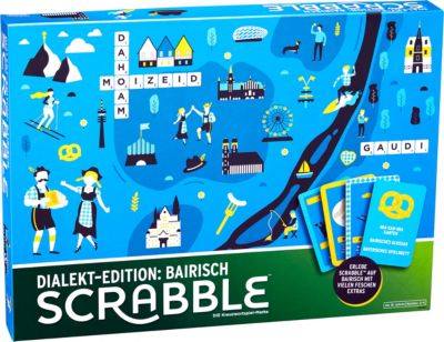 Image of Mattel Games Scrabble Dialekt-Edition Bayern, Gesellschaftsspiel, Familienspiel