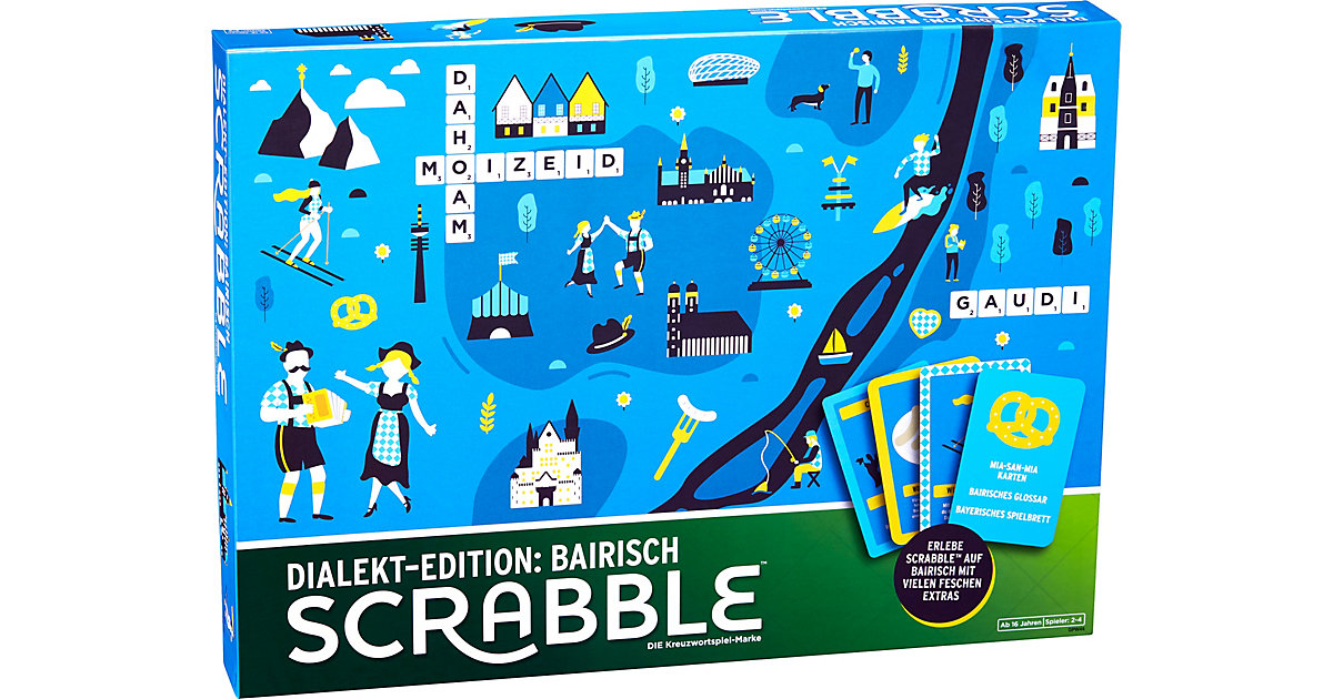 Image of Mattel Games Scrabble Dialekt-Edition Bayern, Gesellschaftsspiel, Familienspiel
