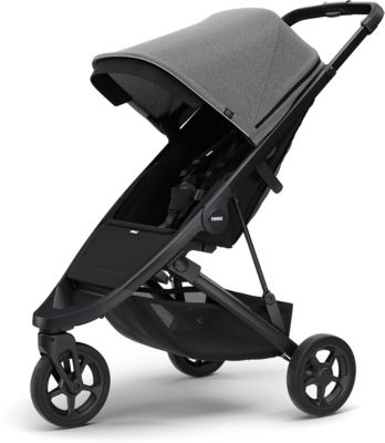 Buggy Spring Stroller - Black + belüftetes Verdeck- Grey Melange