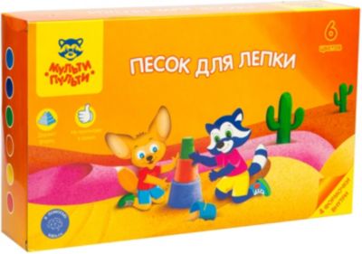 Песок для лепки Мульти-Пульти "Енот в пустыне", 6 цветов
