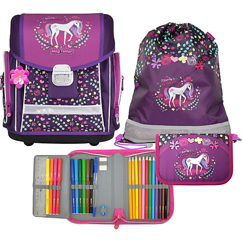Ранец школьный MagTaller EVO, Lovely Unicorn, c наполнением - фиолетовый от MagTaller