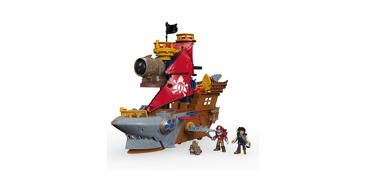 Spielzeug/Sammelfiguren: Mattel Imaginext Piraten - Hai-Maul Piraten-Schiff Spielset - Action-Figur bunt