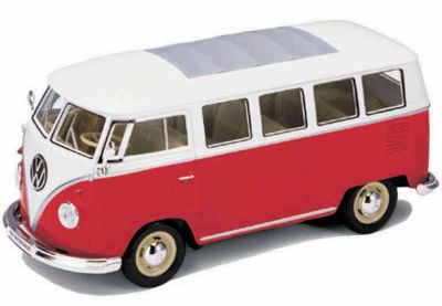 Modellauto VW Bus Bulli 1962 Love & Peace gelb 1:32 NEU Spielzeugauto 