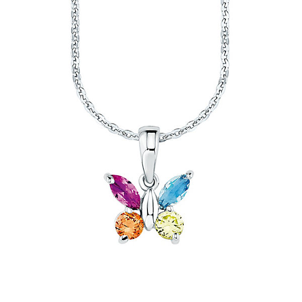 Kette mit Anhänger für Mädchen, Sterling Silber 925, Zirkonia (synth.) Schmetterling Halsketten für Mädchen