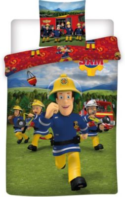 Feuerwehrmann Sam Flanell Bettwäsche 80x80 135x200 100% Baumwolle Biber Herding 
