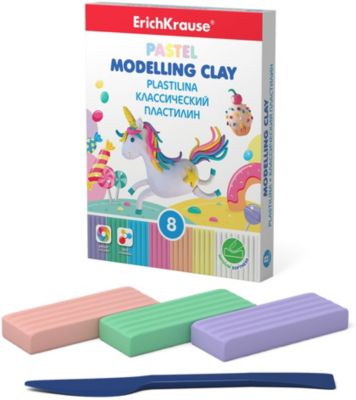 Классический пластилин Erich Krause Pastel, 6 цветов + 2 белых