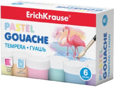 Гуашь Erich Krause Pastel, 6 цветов