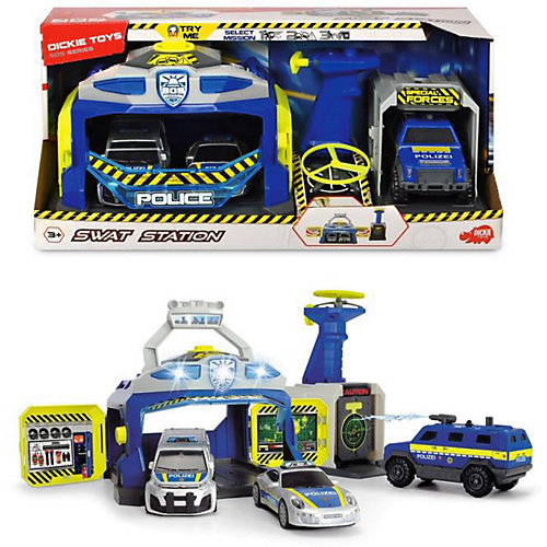 Игровой набор Dickie Toys "Полицейская станция и 3 машинки", свет и звук от Dickie Toys