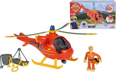 Feuerwehrmann Sam Hubschrauber Wallaby mit Figur Tom 