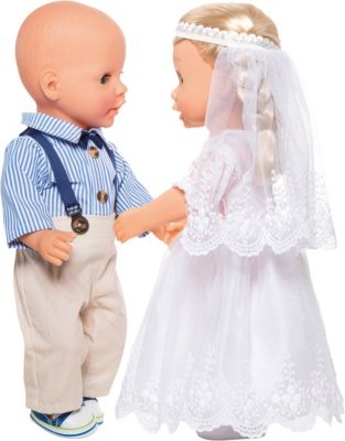 Heless Kleidungsset Traumkleid 35-45 cm Kleid Puppe Puppenkleid Brautkleid NEU 