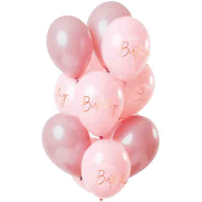 Luftballons Happy Birthday rosa/pink 30 cm, 12 Stück
