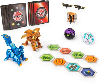 Bakugan Baku-Gear Pack mit 4 Armored Alliance Bakugan (Ultra Aurelus Dragonoid, Ultra Aquos Howlkor, Basic Haos Pegatrix, Basic Darkus Hydorous) und 1 Set Baku-Gear 2