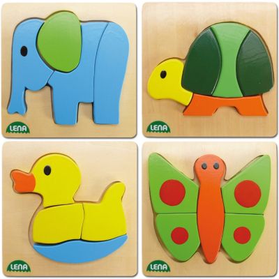 LENA® Holz-Steckpuzzle Tiere, 4er-Set 2